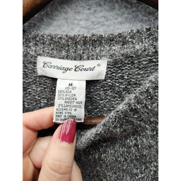 Vintage Carriage Court Womens Patchwork Sweater M Angora Blend - Picture 2 of 4